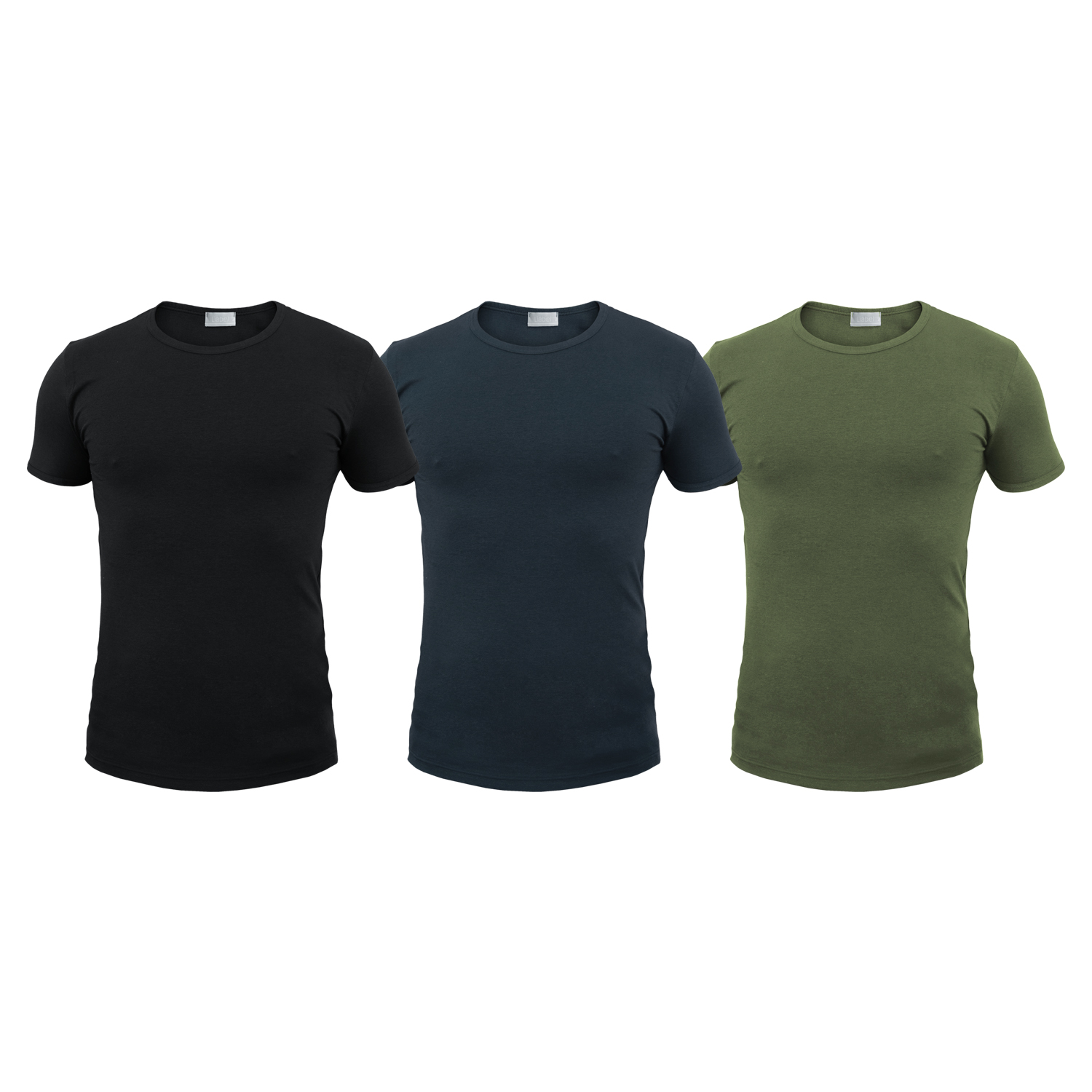 Pack 3 T Shirt Uomo LIABEL Elasticizzato Girogola Vari Colori